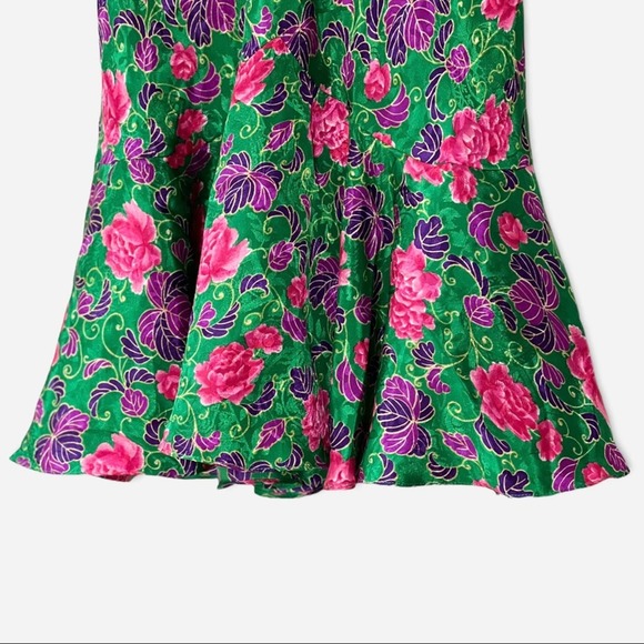 Victoria’s Secret Vintage 80s Gold Label Green Floral Print Slip M - Picture 8 of 9